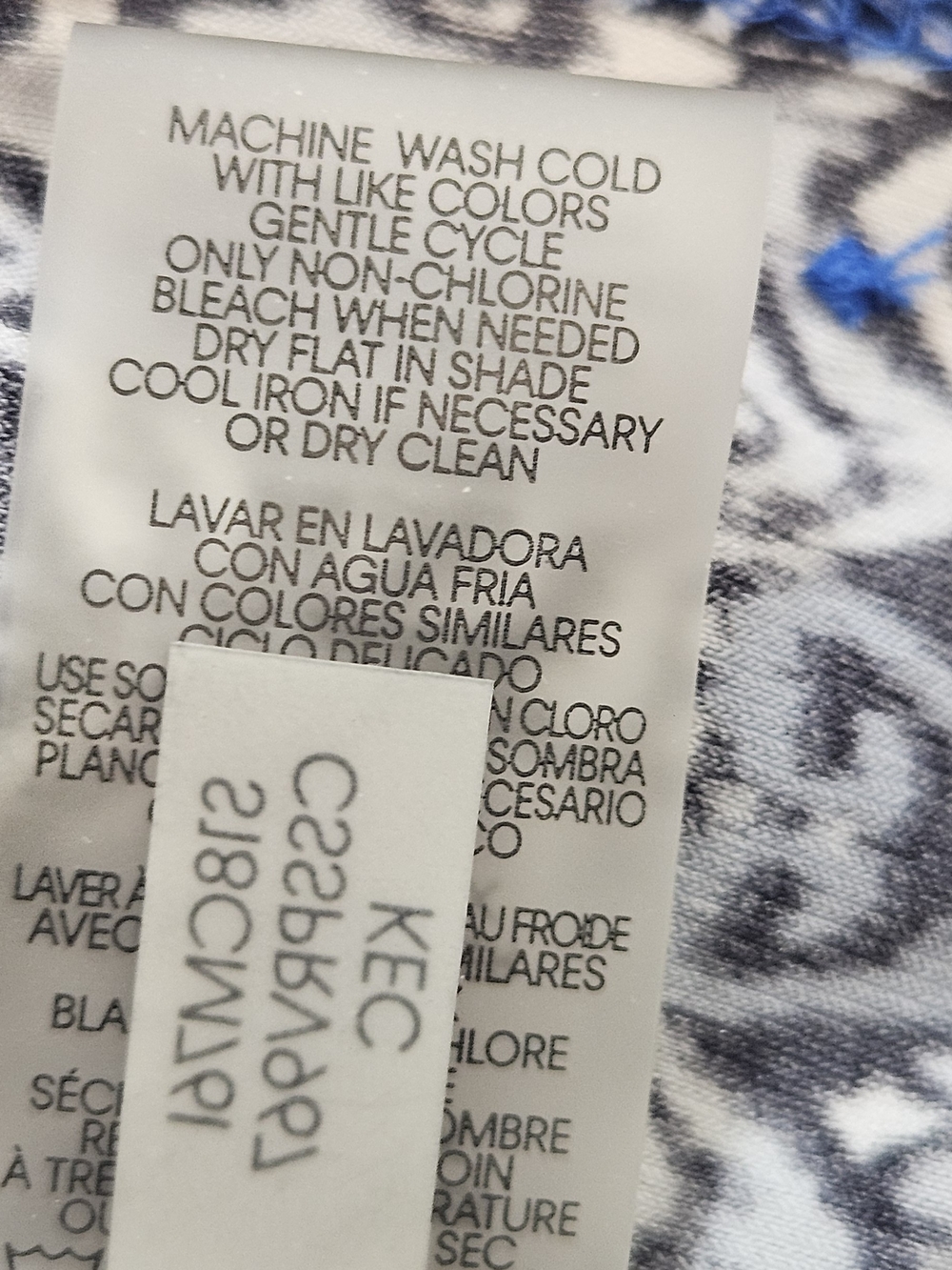 Calvin Klein Blue and Black Patchwork Print Top - Picture 9 of 9